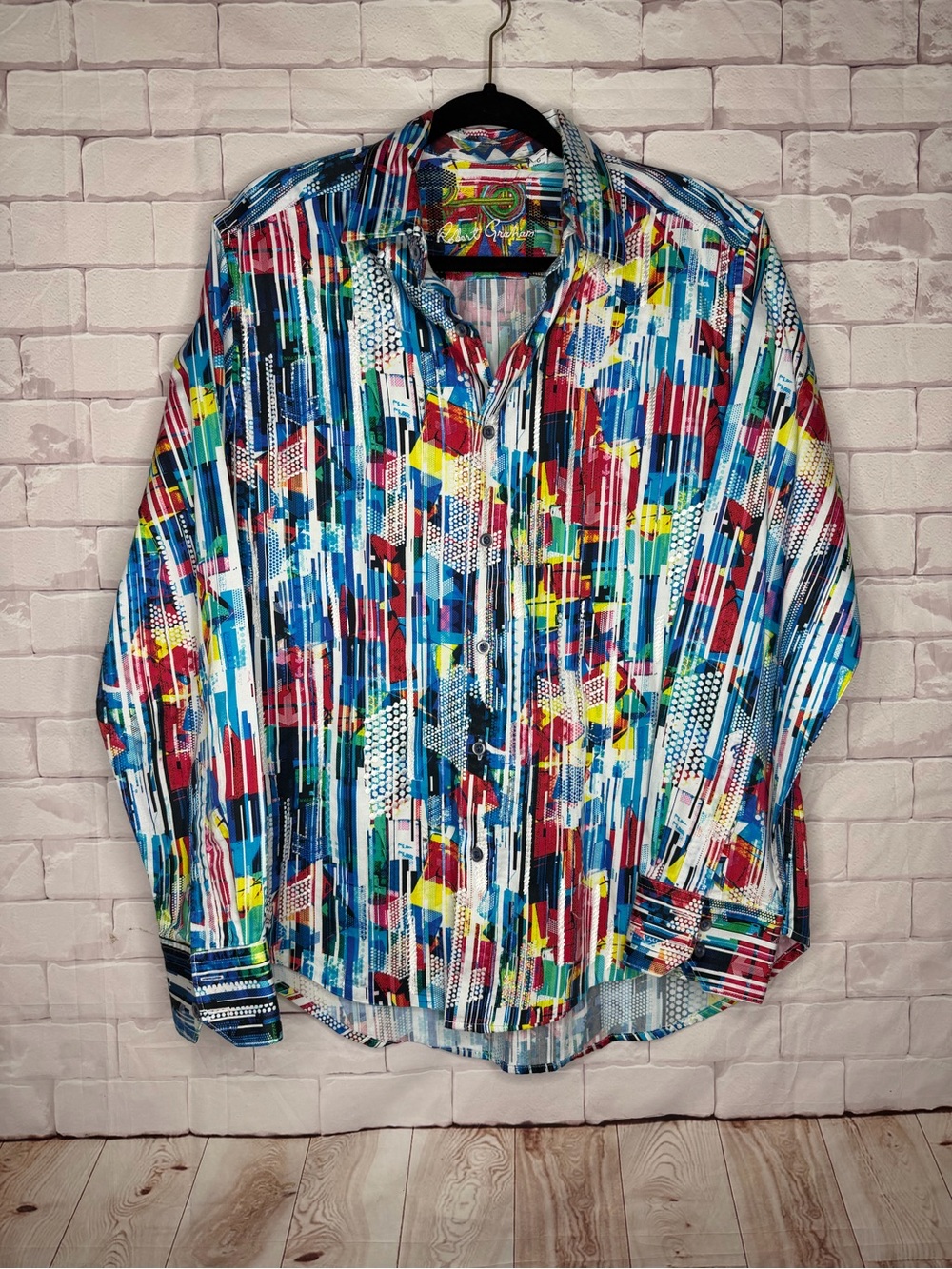 Robert Graham Classic Fit Multicolor Abstract Print Button Down Shirt Large